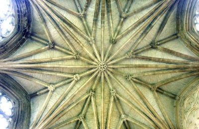 With no central supporting column, the star shape of the roof of The Chapter House can be fully appreciated.
