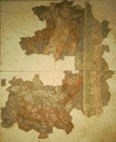 Panel of painted plaster, excavated from the bath-house of the villa