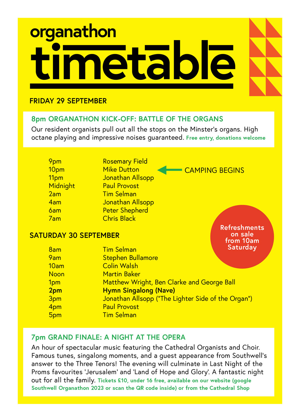 Timetable for Organathon 2023
